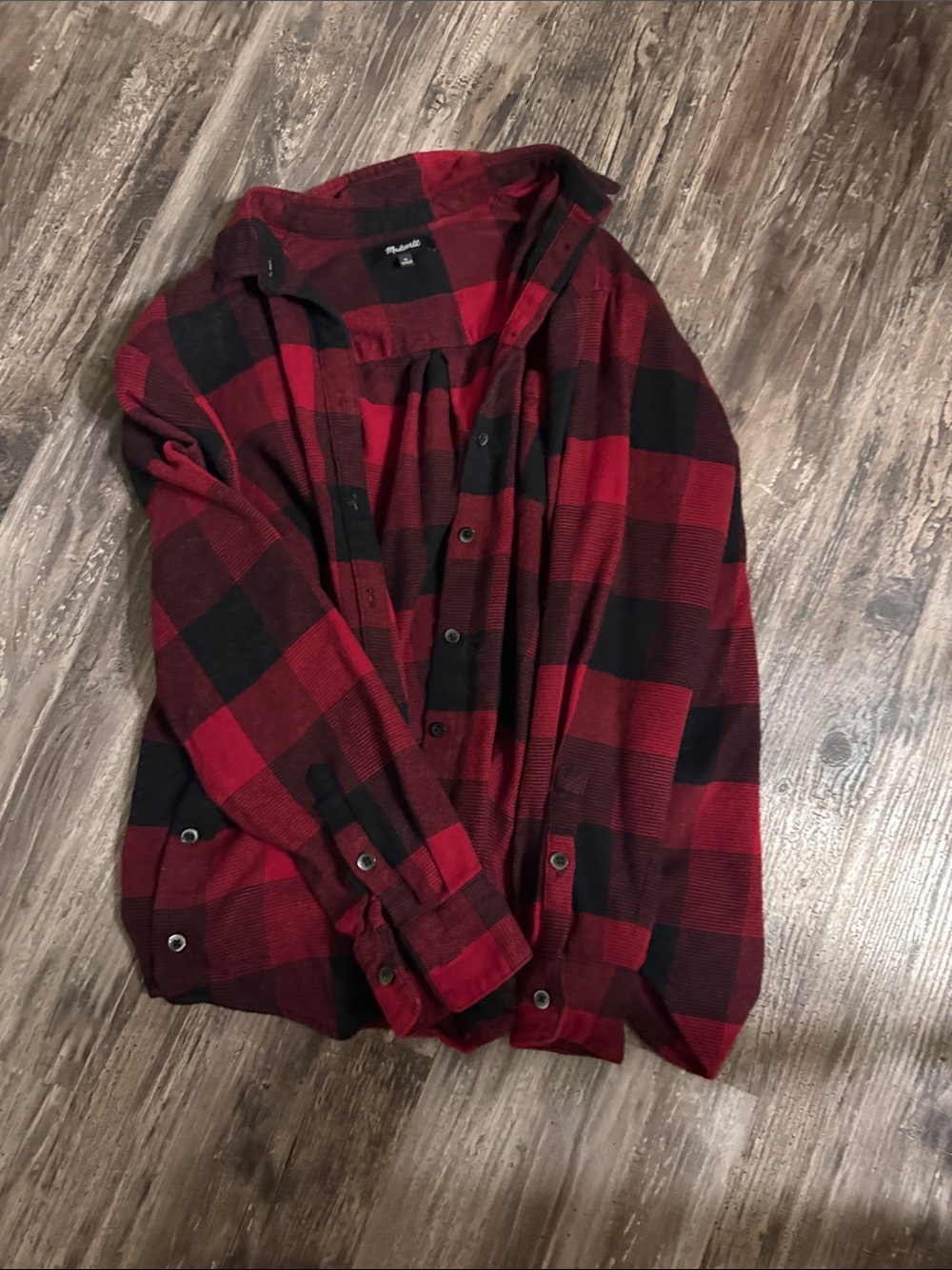 Madewell Red and Black Plaid Button-Up Shirt